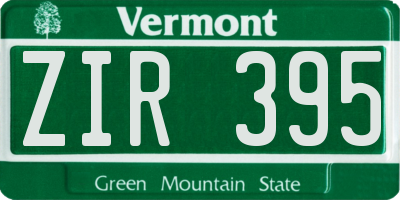 VT license plate ZIR395