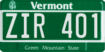 VT license plate ZIR401
