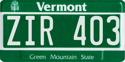 VT license plate ZIR403