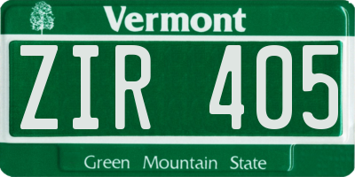VT license plate ZIR405