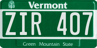 VT license plate ZIR407