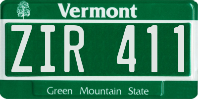 VT license plate ZIR411