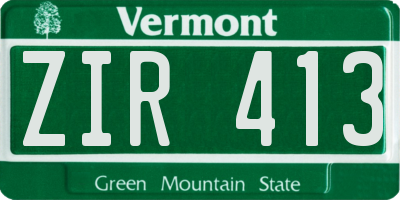 VT license plate ZIR413