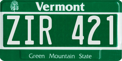 VT license plate ZIR421