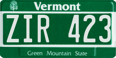 VT license plate ZIR423
