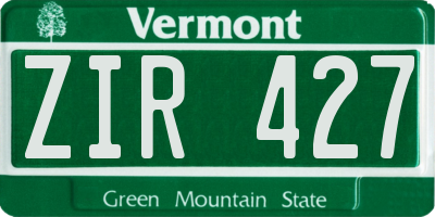 VT license plate ZIR427
