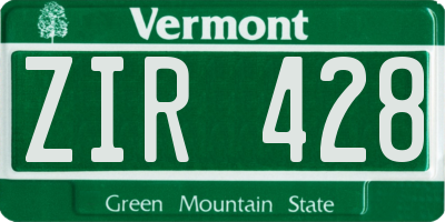 VT license plate ZIR428
