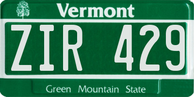 VT license plate ZIR429