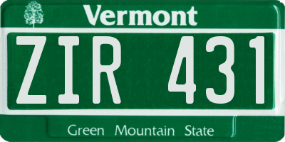 VT license plate ZIR431