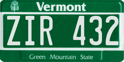 VT license plate ZIR432