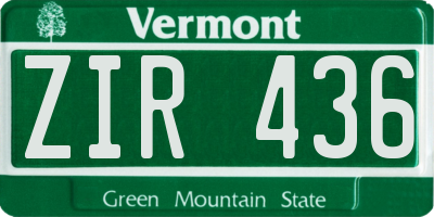 VT license plate ZIR436