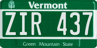 VT license plate ZIR437