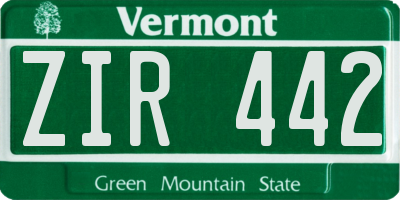 VT license plate ZIR442