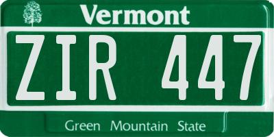 VT license plate ZIR447
