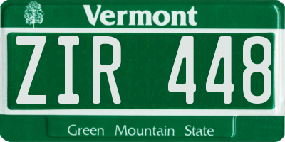 VT license plate ZIR448