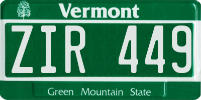 VT license plate ZIR449