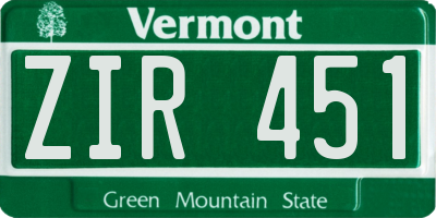 VT license plate ZIR451
