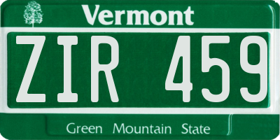 VT license plate ZIR459
