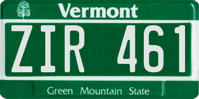 VT license plate ZIR461