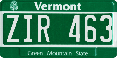 VT license plate ZIR463