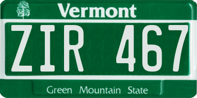 VT license plate ZIR467