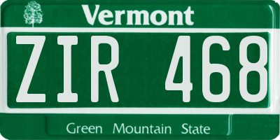 VT license plate ZIR468