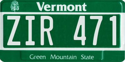 VT license plate ZIR471