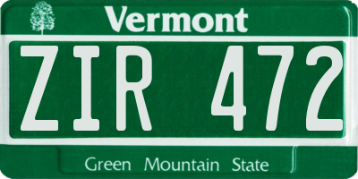 VT license plate ZIR472