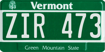 VT license plate ZIR473