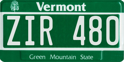VT license plate ZIR480