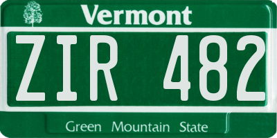 VT license plate ZIR482