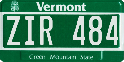 VT license plate ZIR484
