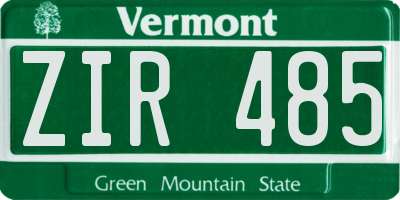 VT license plate ZIR485