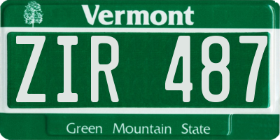 VT license plate ZIR487
