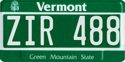 VT license plate ZIR488