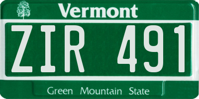 VT license plate ZIR491