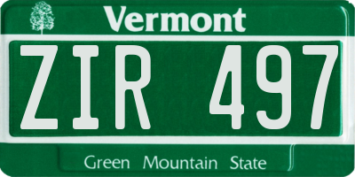 VT license plate ZIR497