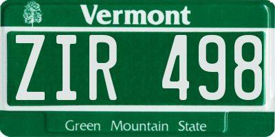 VT license plate ZIR498