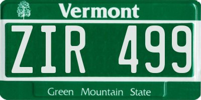 VT license plate ZIR499