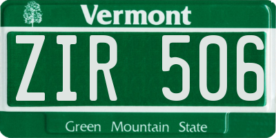 VT license plate ZIR506