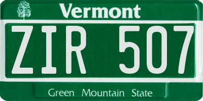 VT license plate ZIR507