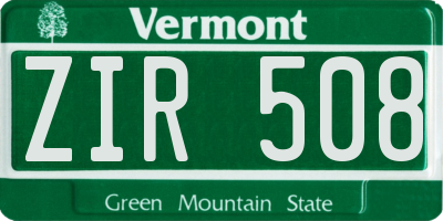 VT license plate ZIR508