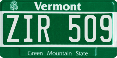 VT license plate ZIR509