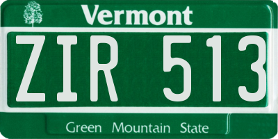 VT license plate ZIR513