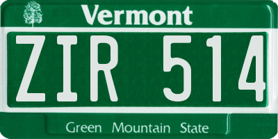 VT license plate ZIR514