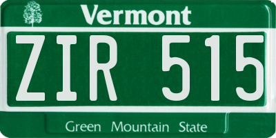 VT license plate ZIR515