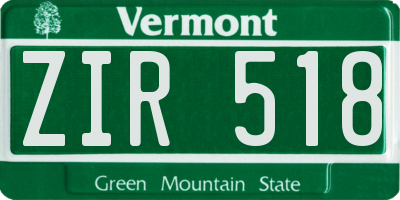 VT license plate ZIR518