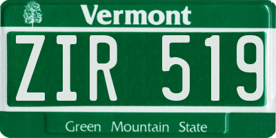 VT license plate ZIR519