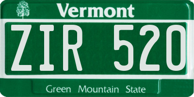 VT license plate ZIR520