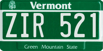 VT license plate ZIR521